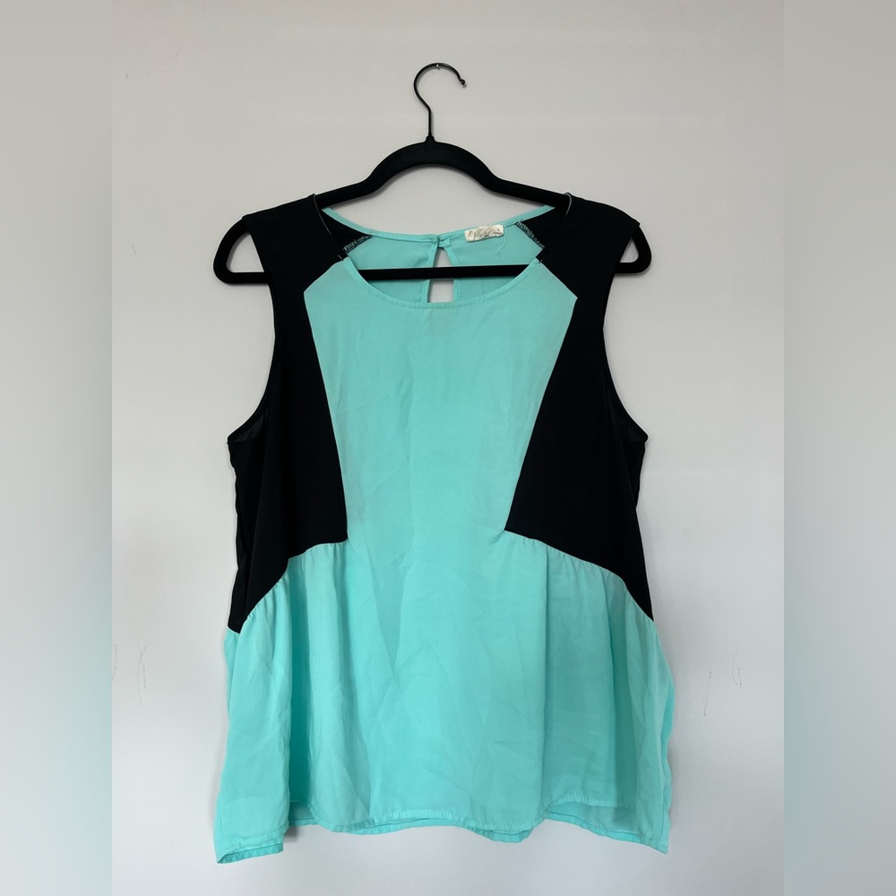 Women’s One Clothing Y2K Turquoise, & black sleeveless tank top Size M